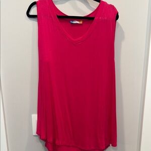 Vibrant Pink Sleeveless Asymmetrical Tank Top